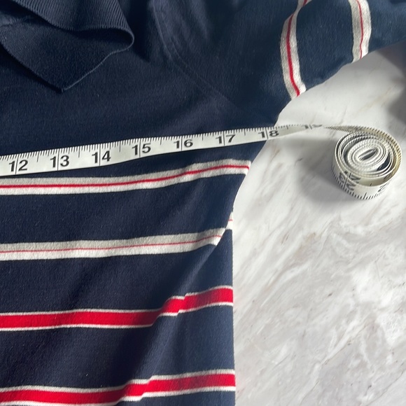Balenciaga striped long sleeve polo shirt in navy, red, black and tan - small - Picture 10 of 12